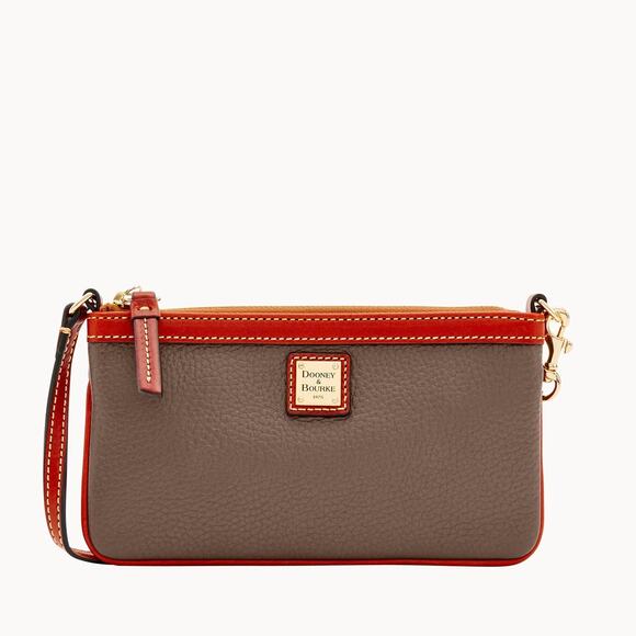 NWT Dooney & Bourke Pebble Grain Large Slim Wristlet Elephant Gray Leather Zip - Picture 1 of 13